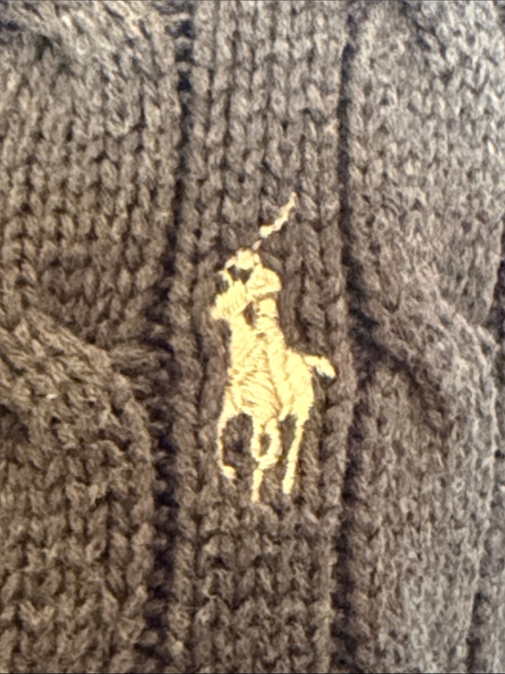 VTG Ralph Lauren Sport Chocolate Brown Cable-Knit V-Neck Sweater Size L Pony - Picture 6 of 12